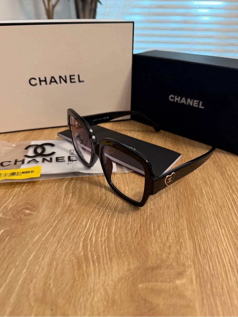 Auth CHANEL Black BLUE LIGHT Glasses